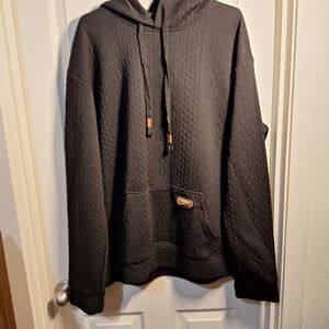 Black Quilted Hoodie Sweatshirt XXXL